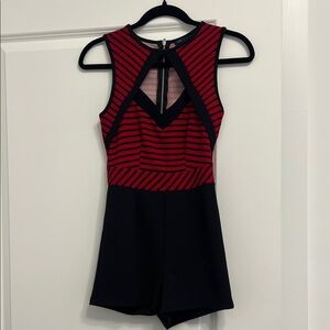 UK2LA Red and Black Striped Jumpsuit